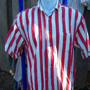 VINTAGE JORDACHE COTTON WAFFLE-WEAVE STRIPED SHIRT